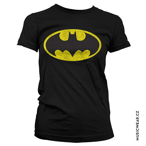 Batman koszulka, Distressed Logo Black, damskie