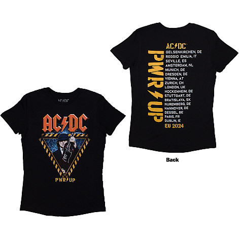 AC/DC koszulka, Angus Triangle PRW-UP EU Tour '24 BP Black, damskie