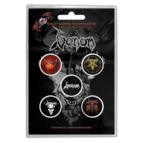 Venom zestaw 5 odznak průměr 25 mm, Black Metal