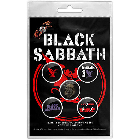 Black Sabbath zestaw 5 odznak průměr 25 mm, Red Devil