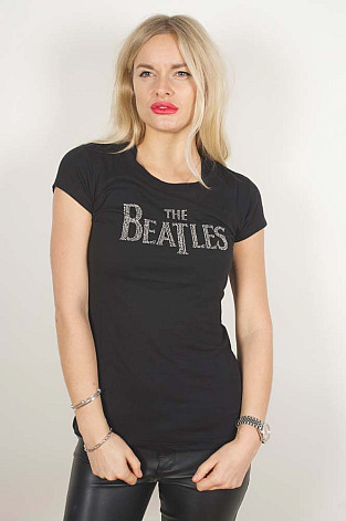 The Beatles koszulka, Drop T Logo with Rhinestone Application, damskie