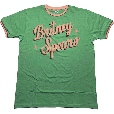 Britney Spears koszulka, Retro Text Ringer Green, męskie