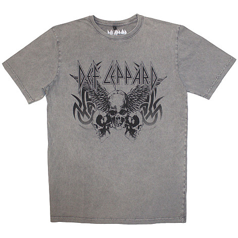 Def Leppard koszulka, Tribal Skull Wash Grey, męskie