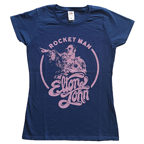 Elton John koszulka, Rocketman Circle Point Girly Navy Blue, damskie