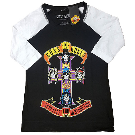 Guns N Roses koszulka, Appetite For Destruction Raglan Black&White, damskie