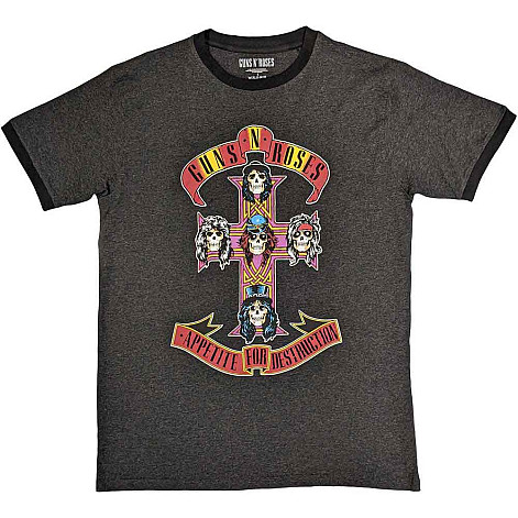 Guns N Roses koszulka, Appetite for Destruction Ringer Grey, męskie