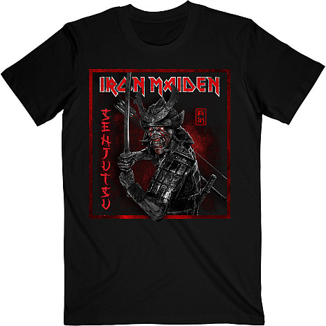 Iron Maiden koszulka, Senjutsu Cover Distressed Red Black, męskie