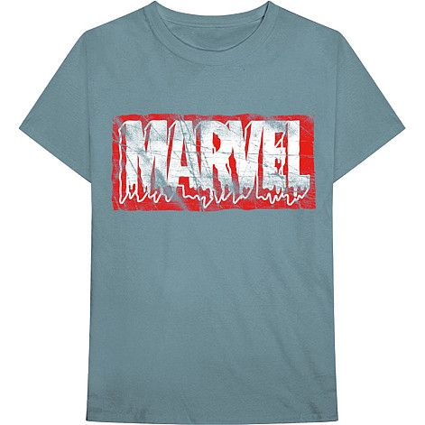 Marvel Comics koszulka, Distressed Dripping logo Light Blue, męskie