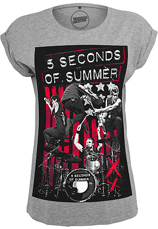 5 Seconds of Summer koszulka, 5SOS Longprint Girly Grey, damskie