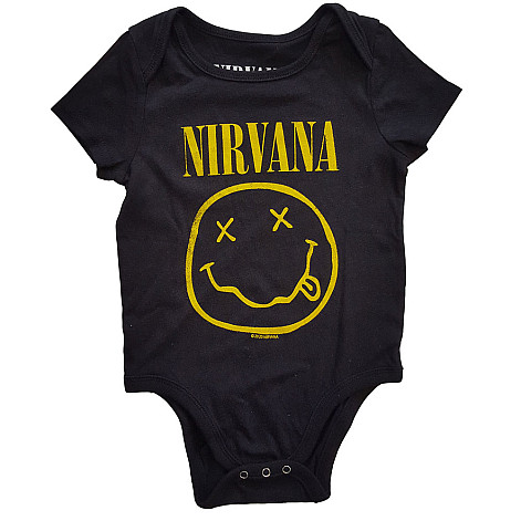 Nirvana niemowlęcy body koszulka, Yellow Smiley Black, dziecięcy