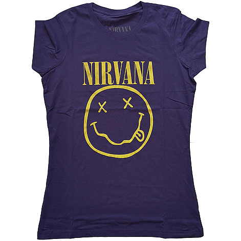 Nirvana koszulka, Yellow Smiley Girly Purple, damskie