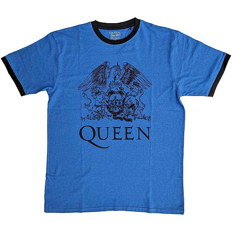 Queen koszulka, Crest Logo Ringer Eco Blue, męskie