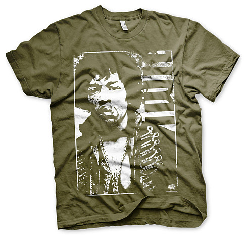 Jimi Hendrix koszulka, JH Distressed Olive, męskie