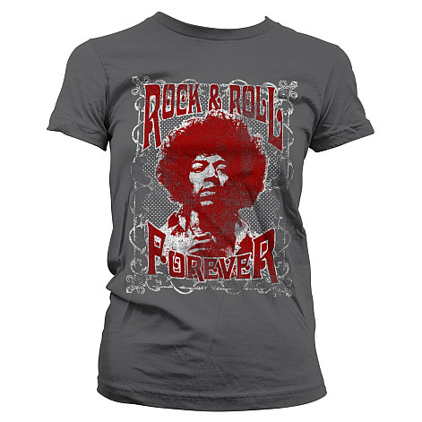 Jimi Hendrix koszulka, Rock 'n Roll Forever Dark Grey, damskie