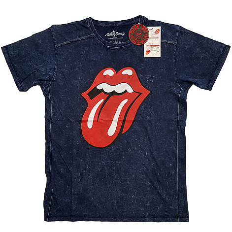 Rolling Stones koszulka, Classic Tongue Snow Washed Blue, męskie