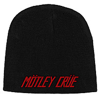 Motley Crue zimowa czapka zimowa, Red Logo on Black, unisex