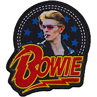 David Bowie tkaná naszywka/nažehlovačka PES 100x75 mm, Smoking Woven Logo