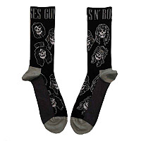 Guns N Roses ponožky, Skulls Band Monochrome Black, unisex - velikost 7 až 11 (40 až 45)