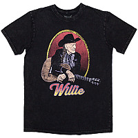 Willie Nelson koszulka, Lasso Portrait Stone Wash Black, męskie