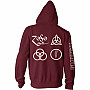 Led Zeppelin bluza, Symbols Zipped BP Maroon Red, męska